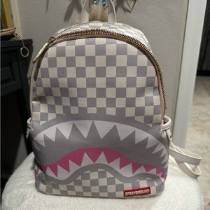 Sprayground limited edition grey and white with pink checkered backpack